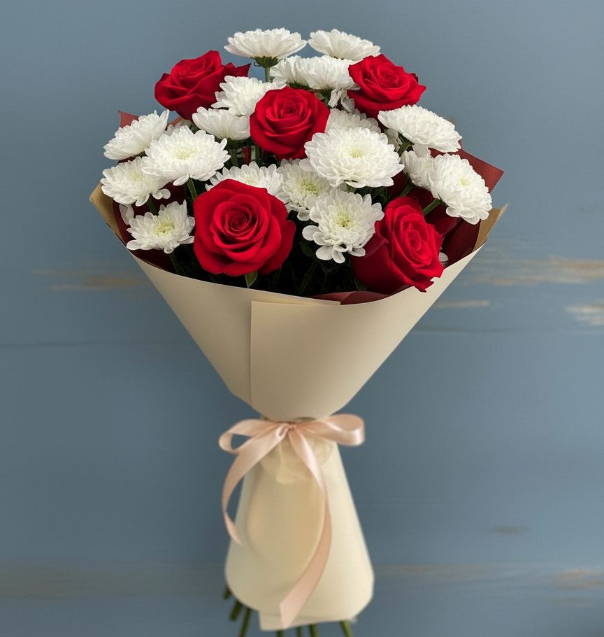 Букет цветов из: Розы и Хризантемы в Родионово-Несветайской