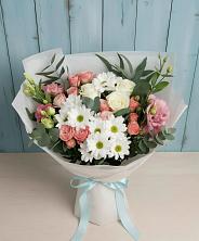 Букет цветов из:  Розы, Лизиантусы и Хризантемы в Родионово-Несветайской