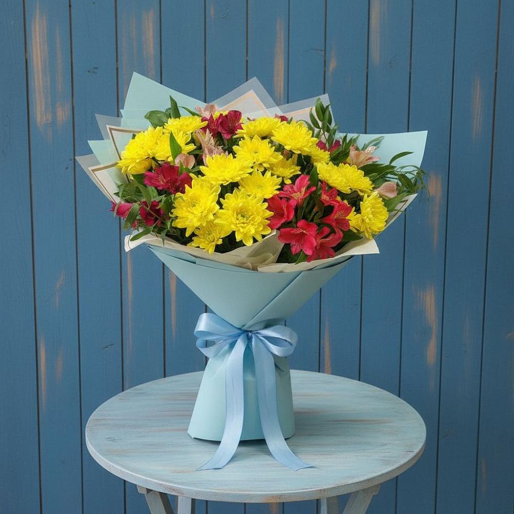 Букет цветов из: Альстромерии и Хризантемы в Родионово-Несветайской