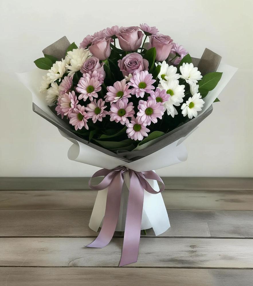 Букет цветов из: Хризантемы и Розы в Родионово-Несветайской