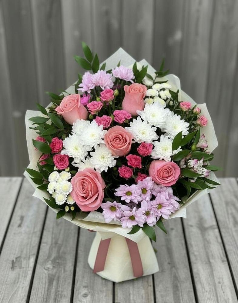 Букет цветов из: Альстромерии, Гвоздики, Розы и Хризантемы в Родионово-Несветайской