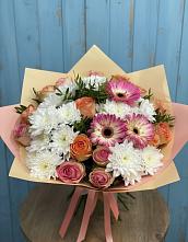 Букет цветов из:  Розы, Герберы и Хризантемы в Родионово-Несветайской