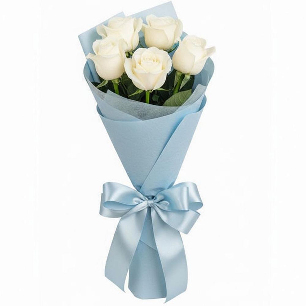 Букет 5 Белых роз Проуд в Родионово-Несветайской