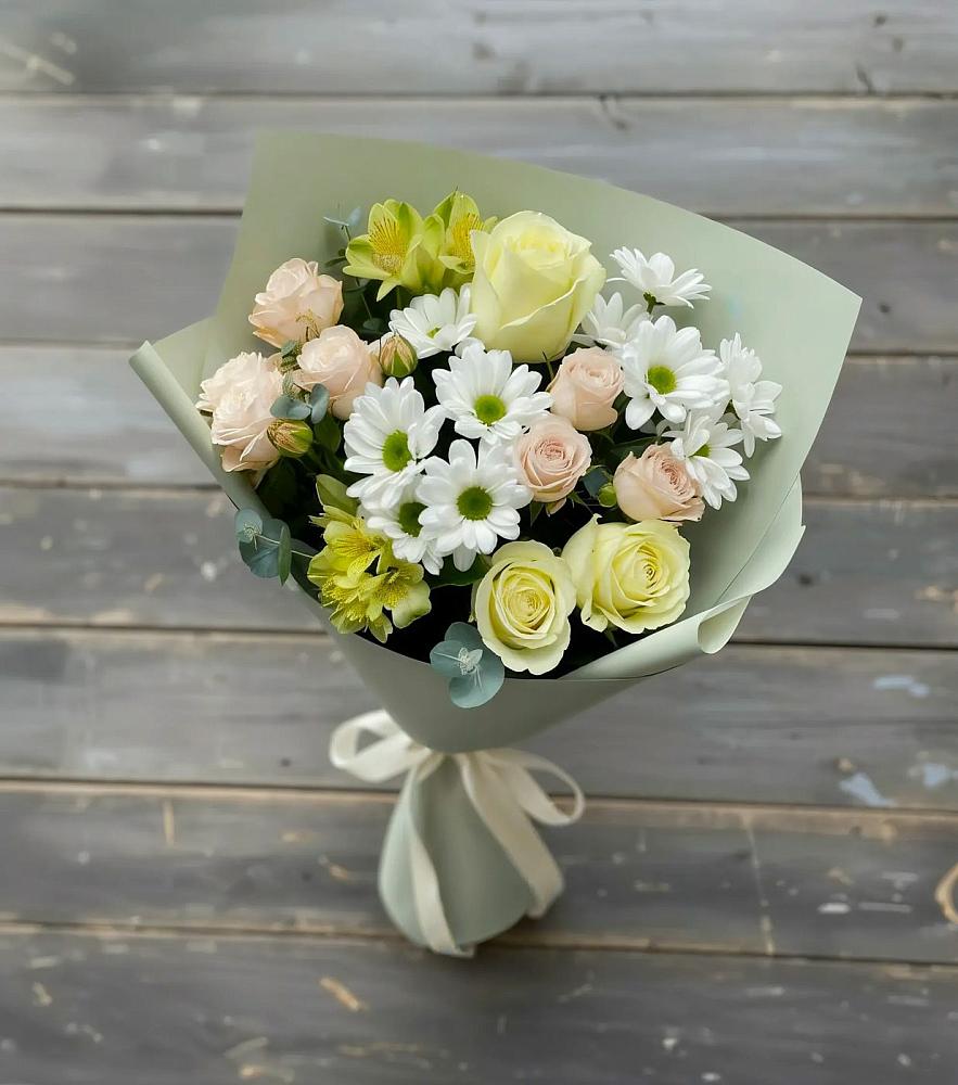 Букет цветов из: Альстромерии, Розы и Хризантемы в Родионово-Несветайской