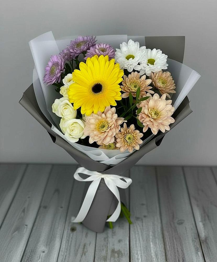 Букет цветов из: Розы, Герберы и Хризантемы в Родионово-Несветайской