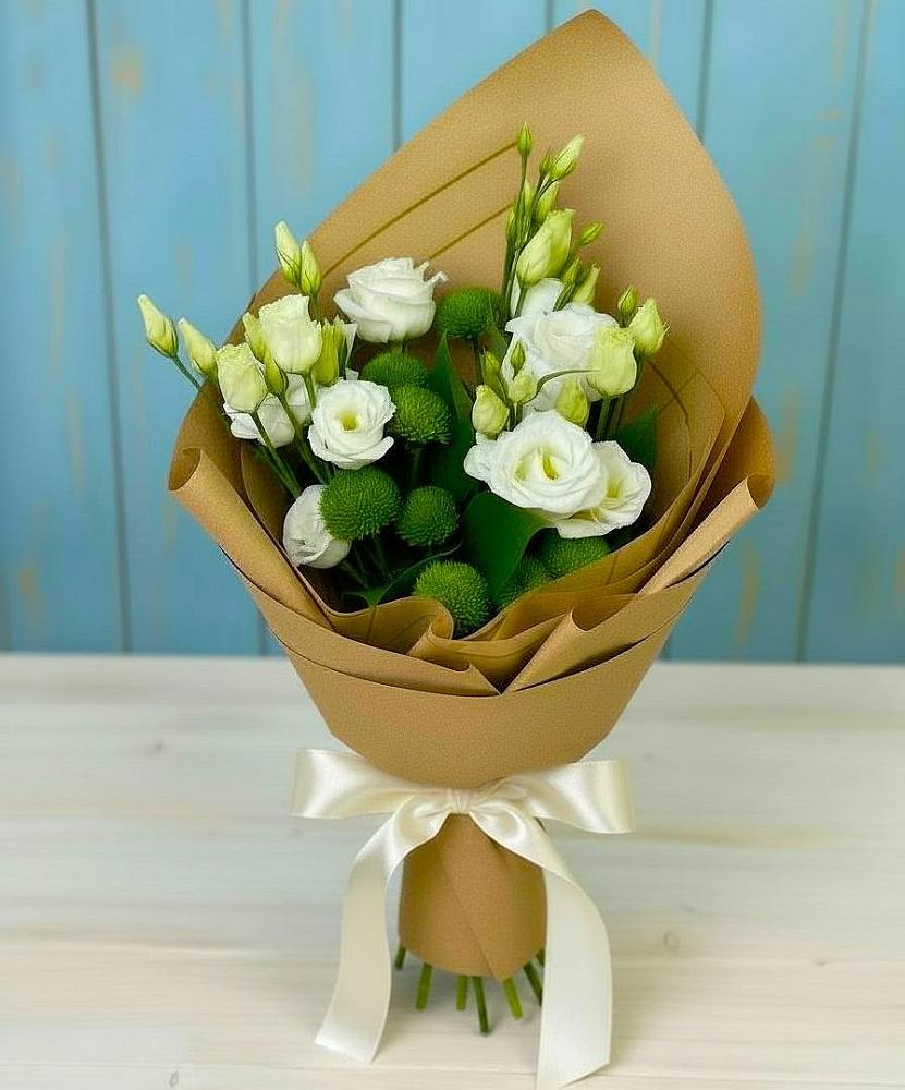 Букет цветов из: Хризантемы и Лизиантусы в Родионово-Несветайской