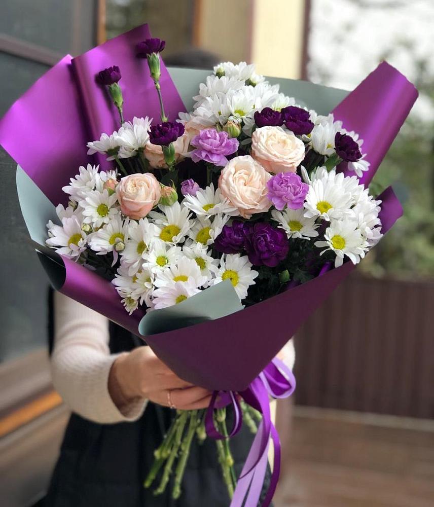 Букет цветов из: Хризантемы, Гвоздики и Розы в Родионово-Несветайской