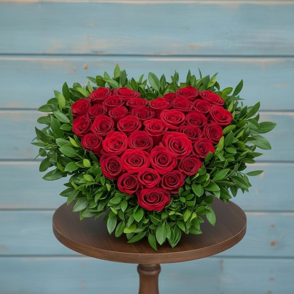 Цветочная композиция из Розы в виде сердца в Родионово-Несветайской