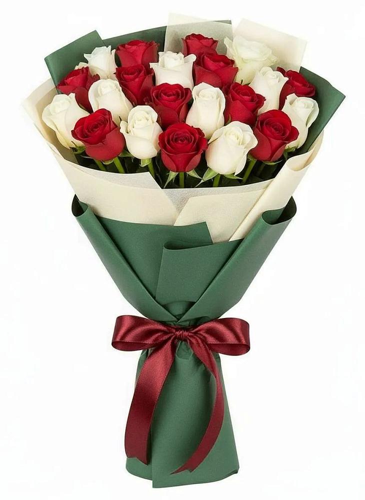 Букет Микс из красных и белых роз в Родионово-Несветайской