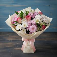 Букет цветов из:  Хризантемы, Альстромерии и Розы в Родионово-Несветайской