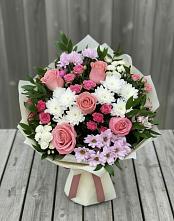 Букет цветов из:  Альстромерии, Гвоздики, Розы и Хризантемы в Родионово-Несветайской