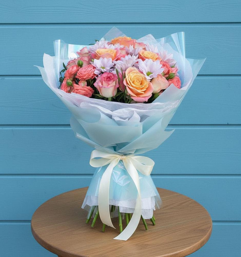 Букет цветов из: Хризантемы и Розы в Родионово-Несветайской