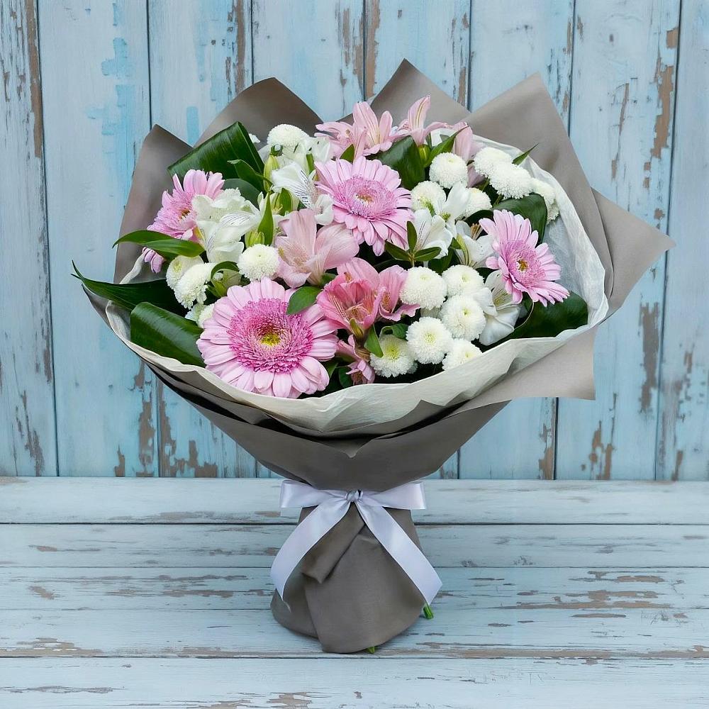 Букет цветов из: Герберы, Альстромерии и Хризантемы в Родионово-Несветайской