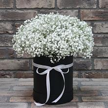 Цветочная композиция из Гипсофила в шляпной коробке в Родионово-Несветайской